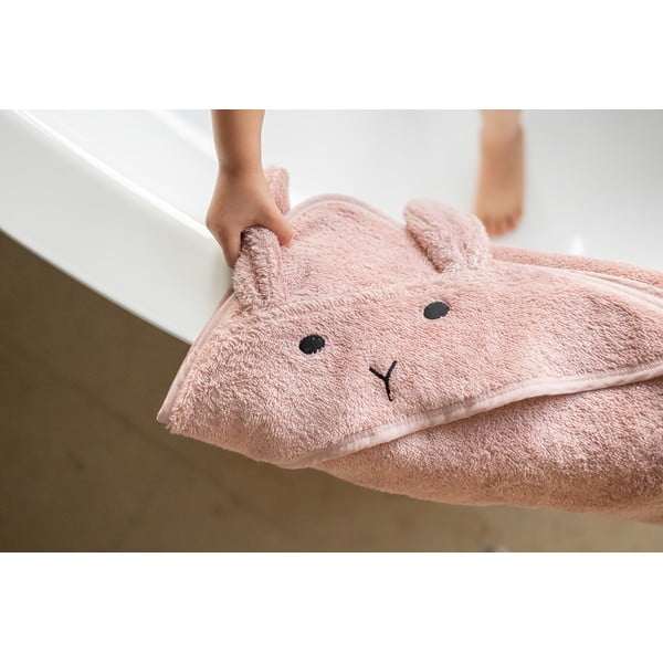 Розово-кафява памучна детска хавлия с качулка 75x75 cm Rabbit – Kindsgut-image-4