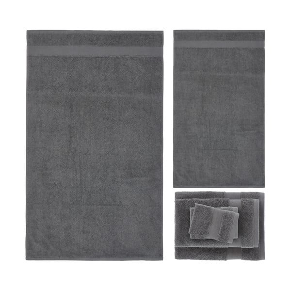 Тъмносиви памучни хавлии и кърпи за баня в комплект от 6 бр. от тери Anti-Bacterial – Catherine Lansfield-image-2