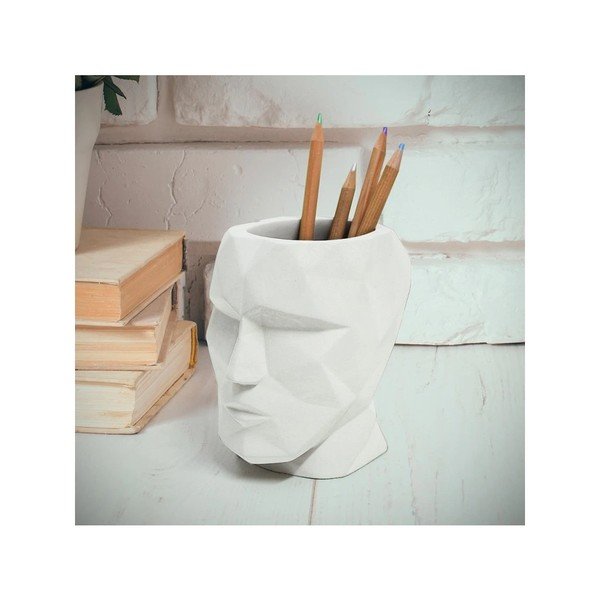 Бял органайзер за канцеларски материали от цимент Head – Balvi-image-1