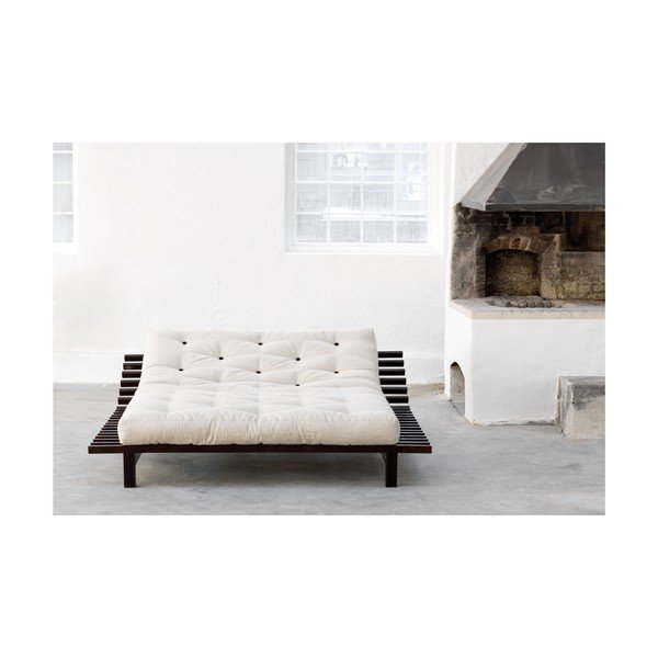 Dvoulůžková postel z borovicového dřeva s matrací Karup Design Blues Comfort Mat Black/Natural, 140 x 200 cm-image-1