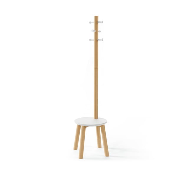 Бяла дървена закачалка от естествен каучук Pillar - Umbra