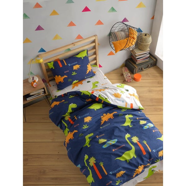 Синьо  единично  детско спално бельо 140x200 cm Dinolar – Mijolnir