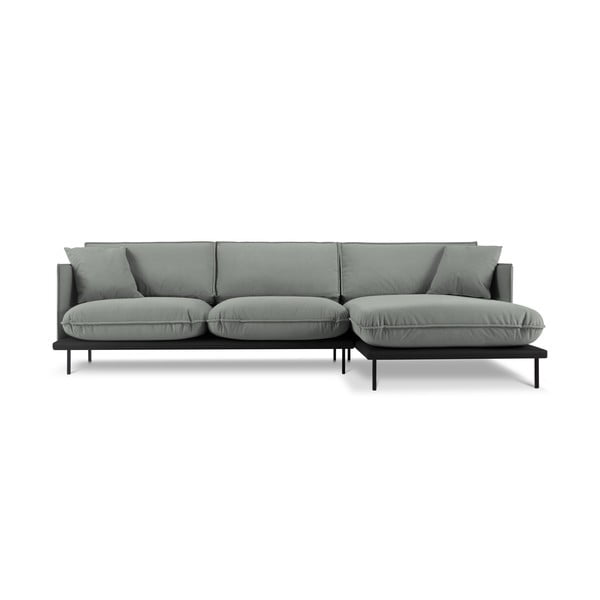 Сив ъглов диван с кадифена повърхност , десен ъгъл Auguste - Interieurs 86