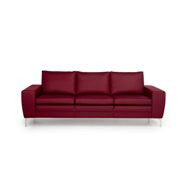 Червен кожен диван Twigo, 227 cm - Scandic
