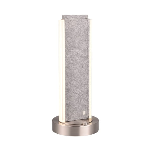 Сива LED настолна лампа с гласово управление/ управление чрез мобилно приложение с текстилен абажур (височина 51 cm) Cicara – CINQUE
