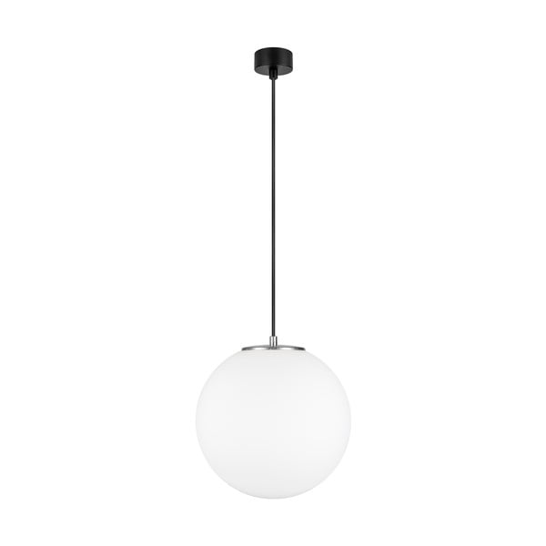 Бяла висяща лампа с цокъл в сребрист цвят TSUKI L - Sotto Luce