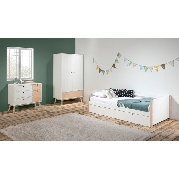 Бял детски гардероб с крака от борова дървесина Kiara - Marckeric-image-1