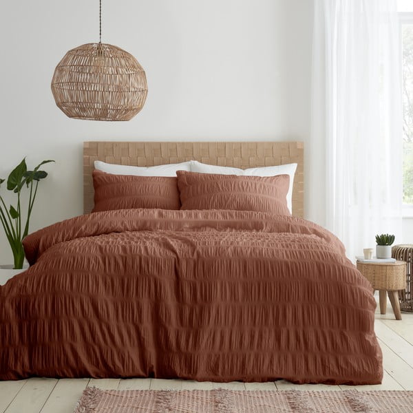 Оранжево спално бельо за двойно легло 200x200 cm Seesucker - Catherine Lansfield