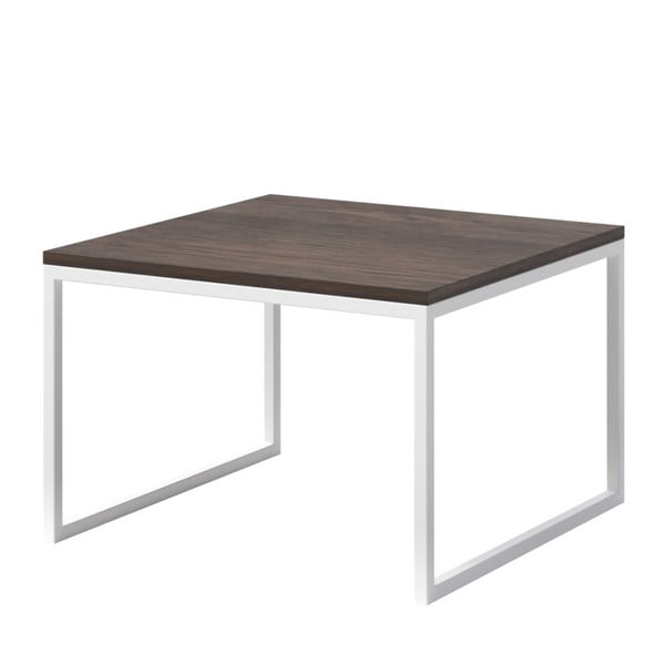 Konferenční stolek s tmavou deskou z dubového dřeva s bílým podnožím MESONICA Eco, 60 x 60 cm