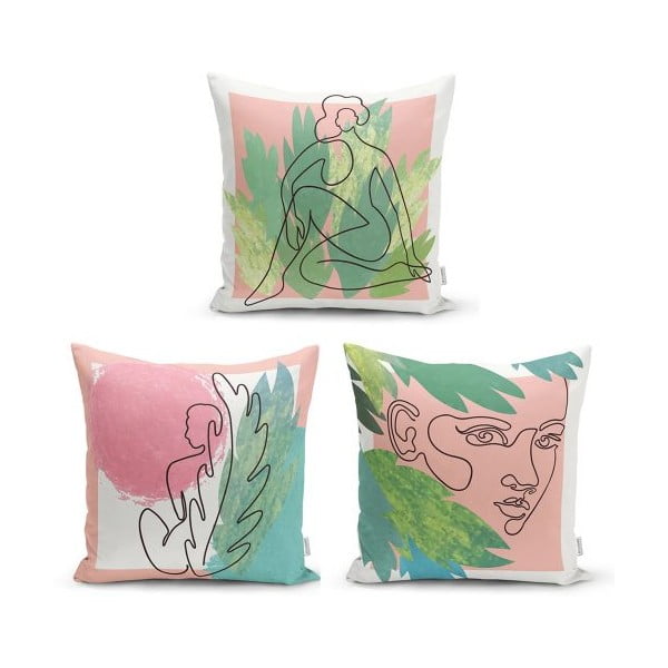 Комплект от 3 декоративни калъфки за възглавници Colorful Minimalist, 45 x 45 cm - Minimalist Cushion Covers