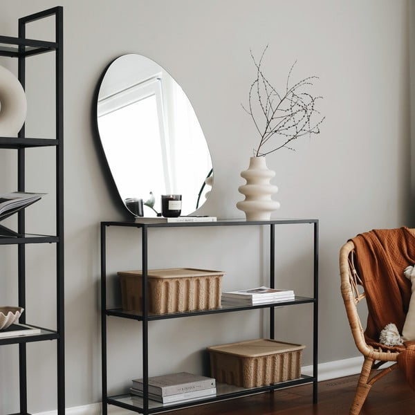 Черна стъклена етажерка 100x85 cm Camiko - Neostill-image-4