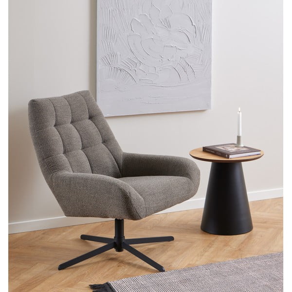 Кръгла масичка за кафе в черен и естествен цвят с дъбов плот ø 45 cm Soli - Actona-image-1