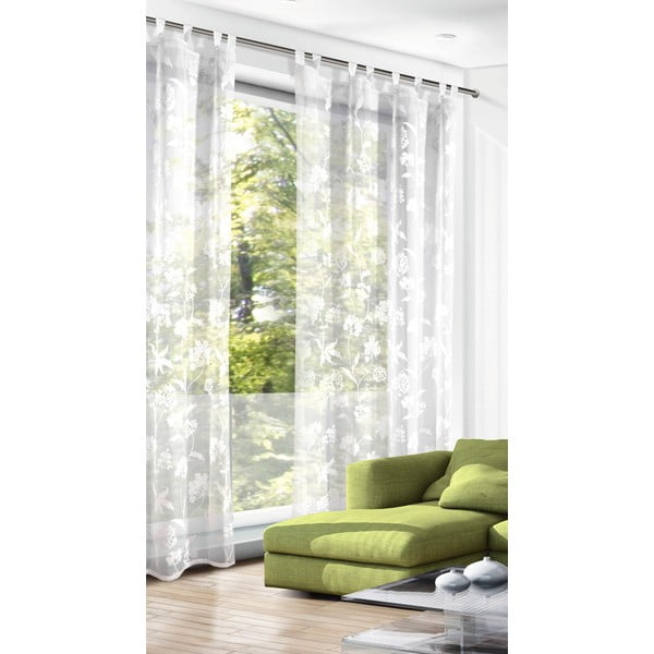 Бяла завеса от воал 135x245 cm Flowers – Sehlbach-image-1