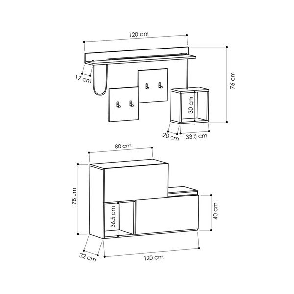Комплект за антре в бял цвят Holdon - Kalune Design-image-3