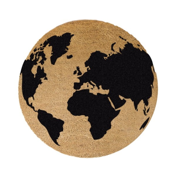 Черна кръгла постелка от естествени кокосови влакна , ⌀ 70 cm Globe - Artsy Doormats