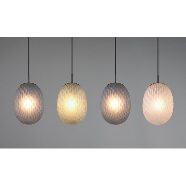 Матово черно висящо осветително тяло със стъклен абажур Facette – Trio-image-1