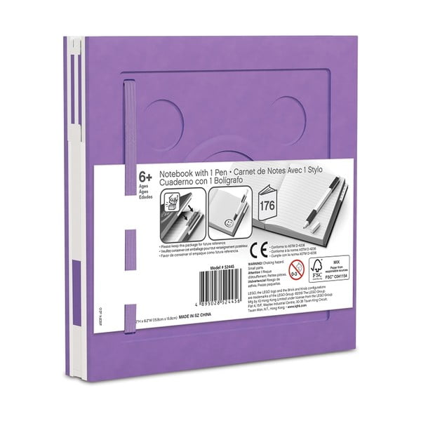 Лилава квадратна тетрадка с гел писалка , 15,9 x 15,9 cm - LEGO®-image-2