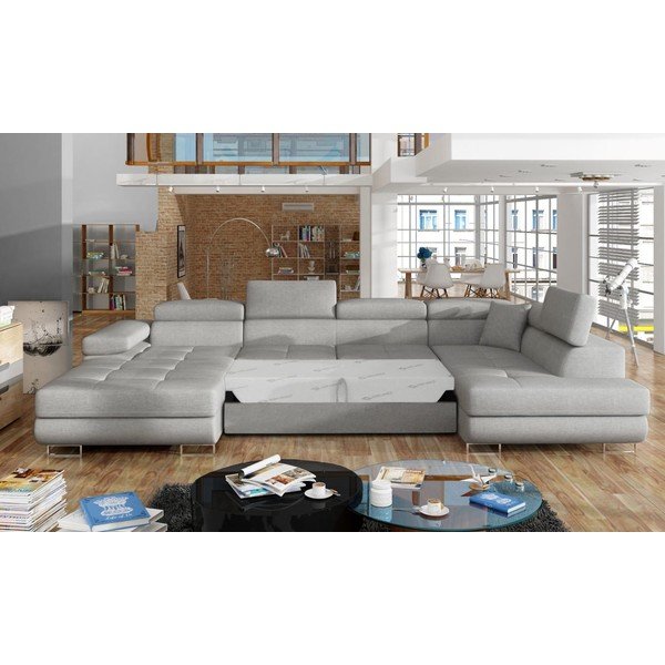 Светлосив разтегателен ъглов диван с място за съхранение (десен ъгъл U форма) Rodrigo – ELTAP-image-2