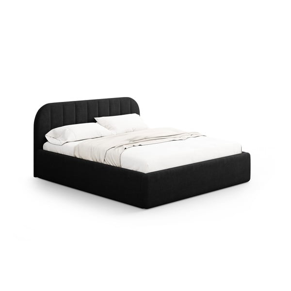 Черно двойно легло 140x200 cm тапицирано с място за съхранение с включена подматрачна рамка Juno – Windsor & Co Sofas
