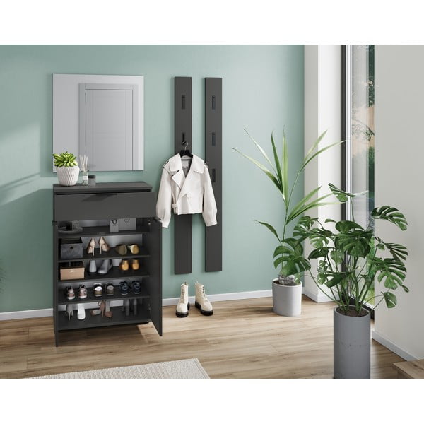 Антрацитен шкаф за обувки с чекмеджета Stanton - Germania-image-4