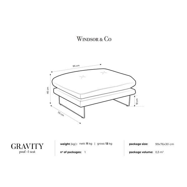 Тъмносин пуф с кадифена покривка Gravity - Windsor & Co Sofas-image-4