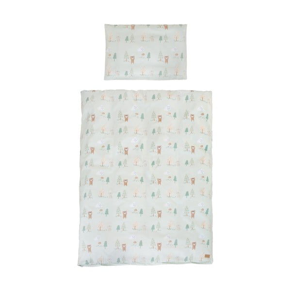 Светлозелено памучно детско спално бельо за детско креватче 100x135 cm Woodland Buddies – Roba