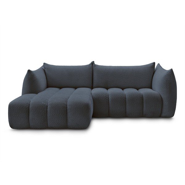 Тъмносин ъглов диван от прежда с примки от букле (ляв ъгъл) Azra – Bobochic Paris