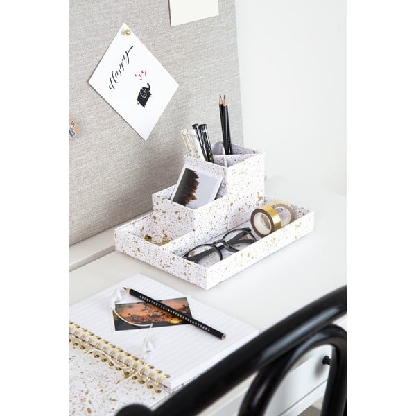 Органайзер за бюро от 4 части в златисто и бяло Lena - Bigso Box of Sweden-image-1