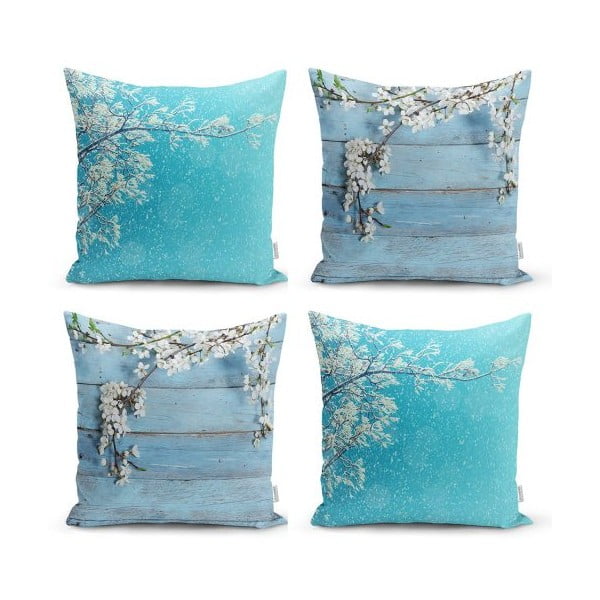 Комплект от 4 декоративни калъфки за възглавници Зимни цветя, 45 x 45 cm - Minimalist Cushion Covers