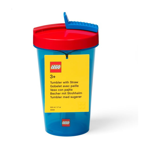 Синя чаша с червен капак и сламка , 500 ml Iconic - LEGO®-image-1
