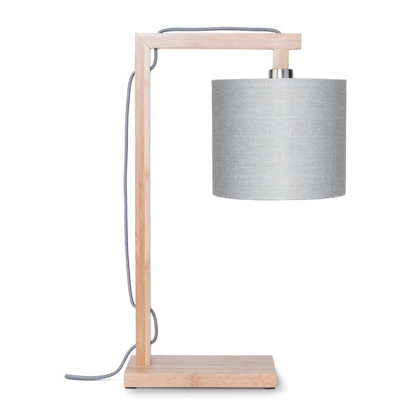 Настолна лампа със светлосив абажур и бамбукова конструкция Himalaya - Good&Mojo