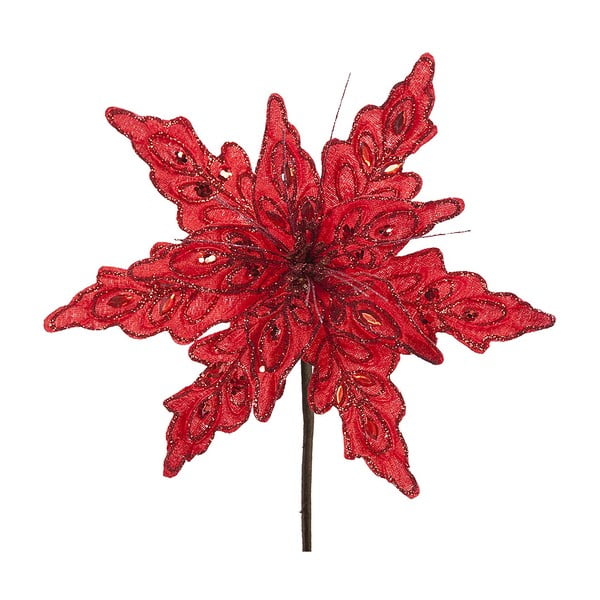 Červená vánoční plastová dekorace ve tvaru květu DecoKing Sia