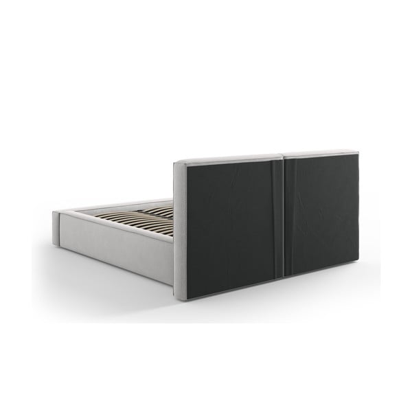 Светлосиво тапицирано двойно легло с място за съхранение и решетка 140x200 cm Arendal - Cosmopolitan Design-image-4