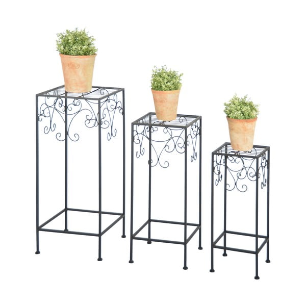 Комплект от 3 черни масички за цветя - Esschert Design-image-1