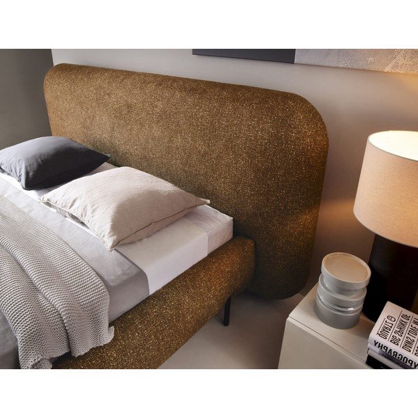 Двойно легло тапицирано с място за съхранение и включена подматрачна рамка в цвят жълта охра 180x200 cm Pointt – ELTAP-image-3