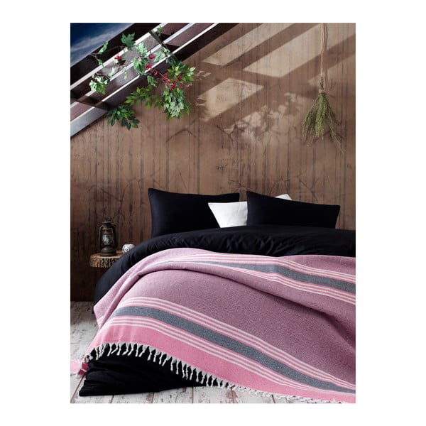 Розова памучна покривка за легло EnLora Home Örtüsü, 220 x 240 cm Anna Yatak - Mijolnir