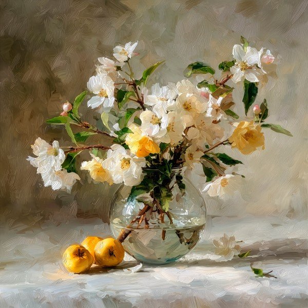 Печатна картина с включена рамка 70x70 cm Apple Flowers – Styler