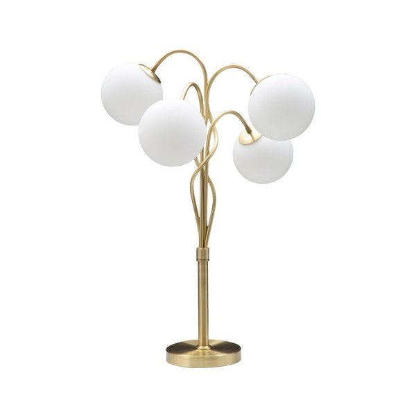 Бяла/златистa настолна лампа със стъклен абажур (височина 74 cm) Glamy – Mauro Ferretti