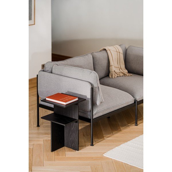 Черно нощно шкафче от декор от дъб  с рафтове Atik – noo.ma-image-1