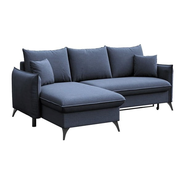 Син разтегателен ъглов диван с място за съхранение (ляв ъгъл) Brim – Rodier-image-2