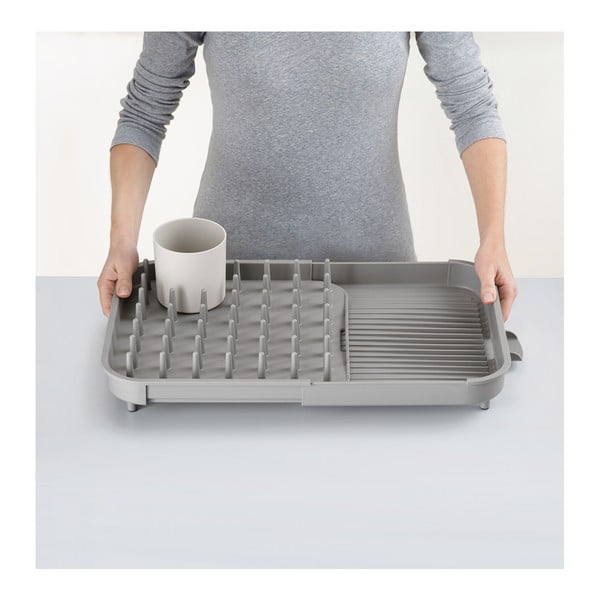 Сива регулируема пластмасова тавичка за оттичане 34x37 cm Duo – Joseph Joseph-image-3