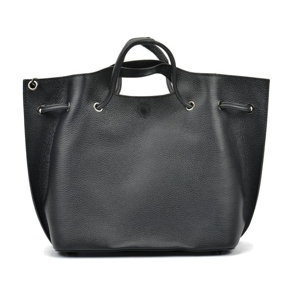 Черна кожена чанта Mangotti Clarissa Dura - Mangotti Bags