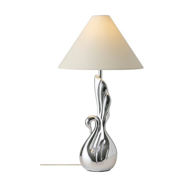 Бяла/в сребрист цвят настолна лампа от полиресин (височина 53 cm) Swan – Ellos Home
