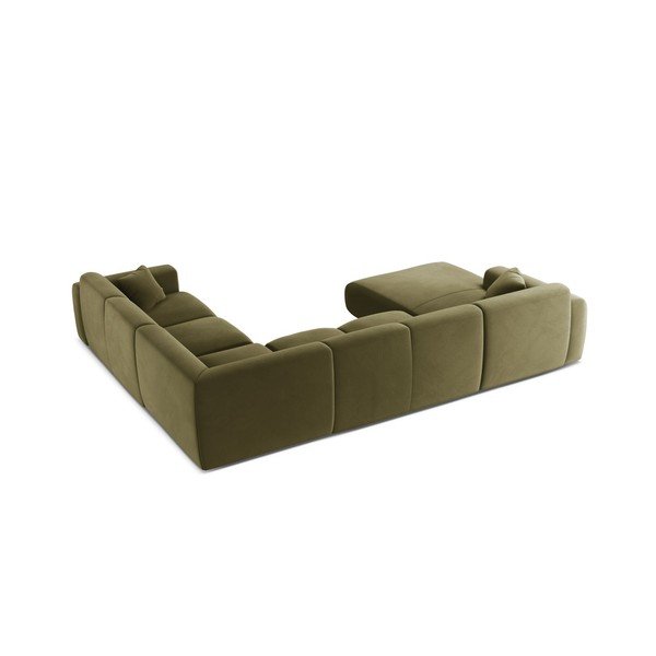 Светлозелен кадифен ъглов диван (U форма) Molino – Micadoni -image-2