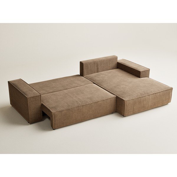 Светлокафяв шенилов сгъваем/с място за съхранение ъглов диван (десен ъгъл) Maze – Maison de Rêve-image-4