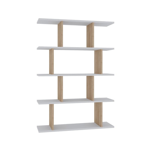 Бял/естествен дъбов шкаф за книги 90x127 cm Harmon - Kalune Design