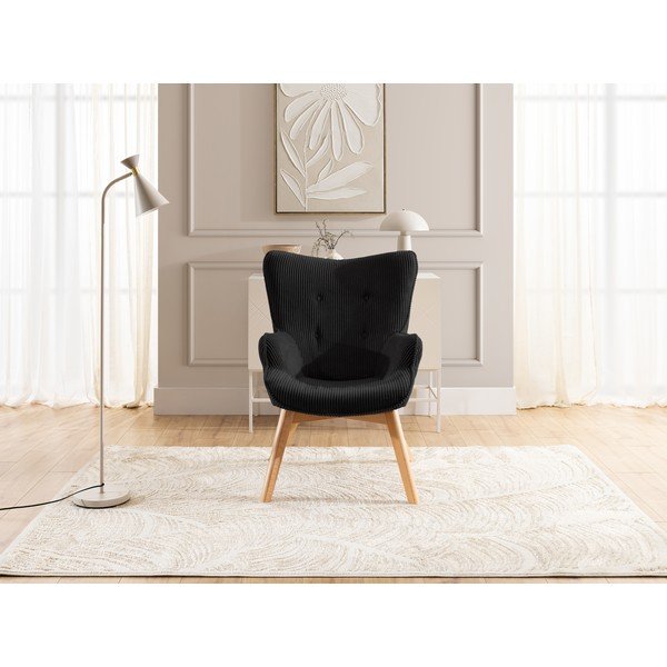 Черно кресло от рипсено кадифе Niko – Ropez-image-1