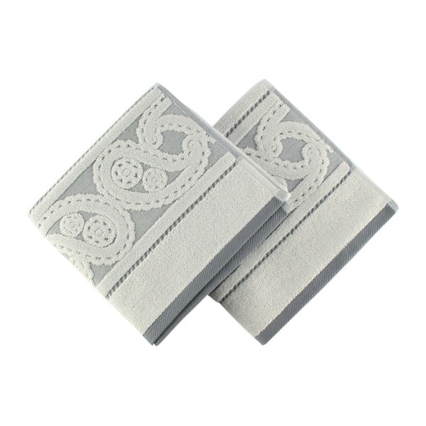 Комплект от 2 сиви памучни кърпи Hurrem, 50 x 90 cm - Foutastic