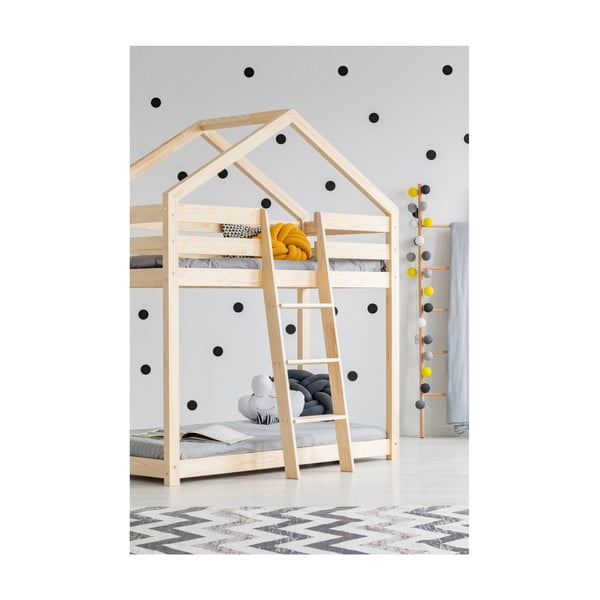 Двуетажно легло тип къща от борова дървесина Mila DMP, 80 x 160 cm - Adeko-image-2