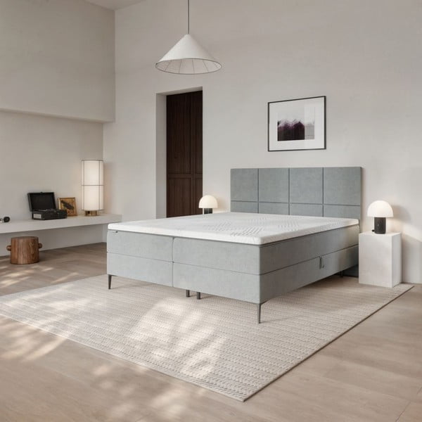 8Сиво боксспринг легло с място за съхранение 180x200 cm Bufo – MESONICA-image-1